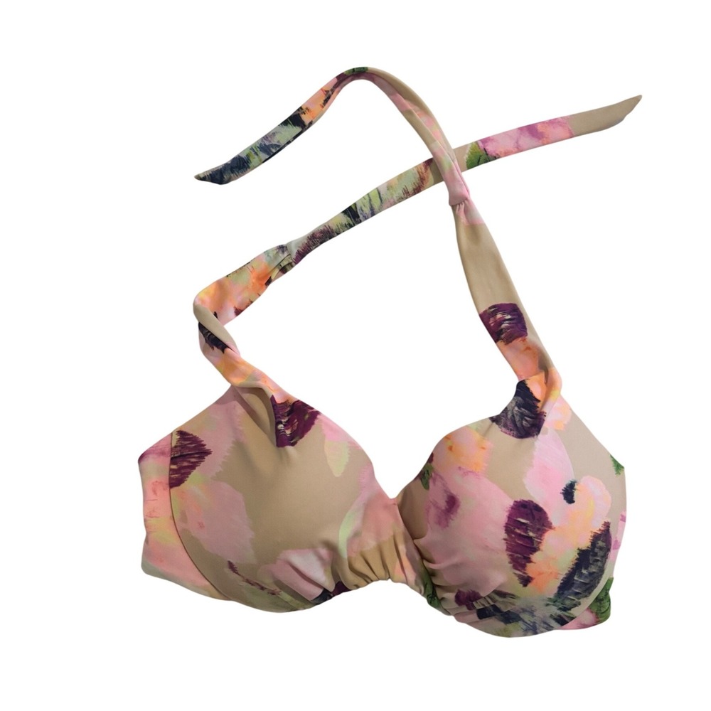 Victoria's Secret Swim Halter Bikini Top Floral Print 32D